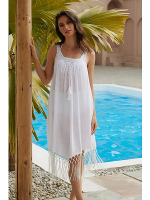 Solid Low Back Fringe Crochet Cover Up