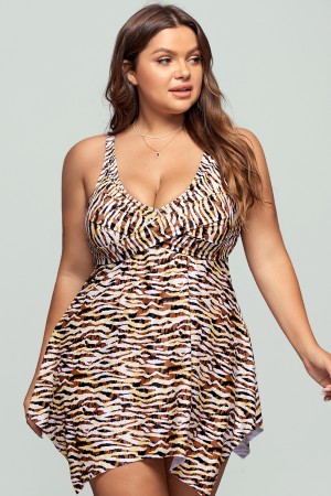 Handkerchiefhem V Neck Swimdress