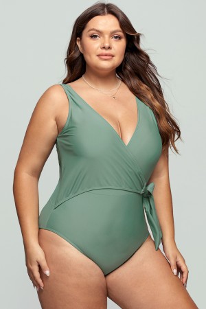 Wrap Straps V Neck OnePiece Swimsuit