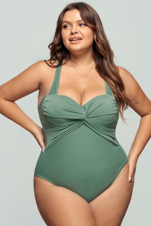 Sweetheart Neck Twist Crossback OnePiece Swimsuit