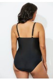 Black Mesh Plunge VNeck OnePiece Swimsuit