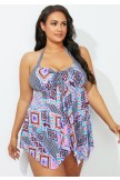 Gemstone Handkerchief Hem Halter Tankini Set
